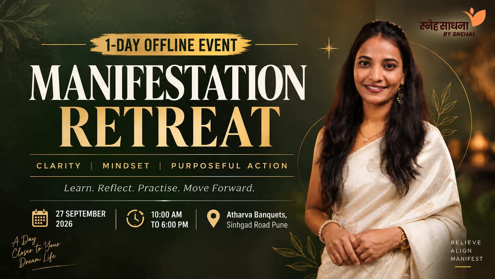Manifestation Retreat on 27 September 2026 - 1-Day Offline Event at Atharva Banquets in Pune with Snehal Salunkhe